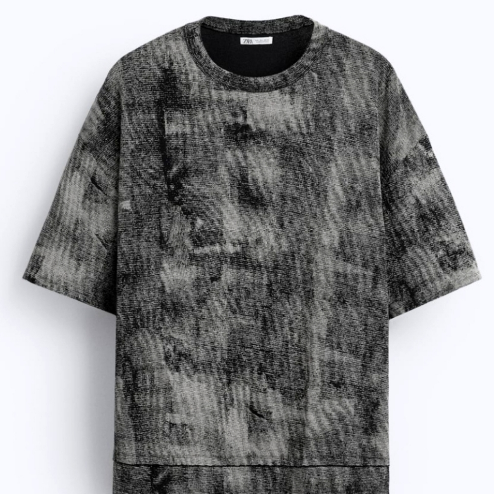 Zara Men's Layered Hem Knit T-Shirt
